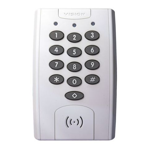 VISION, Solution 6000, External keypad with Prox, 4x3 Style, WHITE high strength UV rated plastic, IP65, Touch tone & backlit keys, Suits Solution 6000 panel