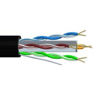CABLE, Cat6 Outdoor Rated, 4 pair 8 x 1/0.57 UTP, UV rated sheath, 305m roll, black.