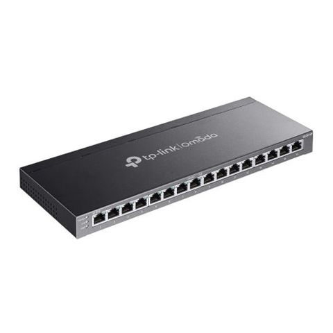 TP LINK, Omada 16 port managed Gigabit POE+ switch, 8x Gigabit POE+, 8x Gigabit RJ45, Max port output 30W power, Total POE power up to 120W, Desk mount, Metal case, Fanless.