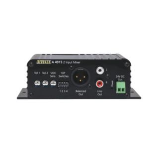 REDBACK, Mini mixer, 2 input, 1 output (all RCA or XLR), 24V DC, PSU not included.