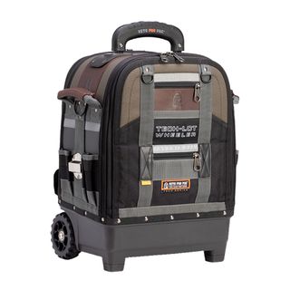 VETO PRO PAC, Tech Series, Large tech tool bag with wheels & pull up handle, Closed style, 64 tiered pockets, Weather resistant base & fabric, 320(L) x 430(W) x 480(H)mm