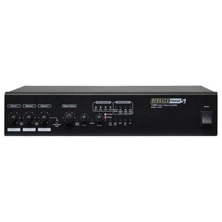 REDBACK, PA Mixer Amplifier, 125W, Outputs 100V line, 4 Zone, With 3 balanced mic input, 4 stereo inputs, VOX muting circuit, Bass & treble control, 240v.