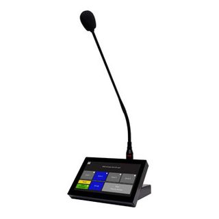 REDBACK, Desktop Mic with Master controller for Redback Source controllers, Integrated 7" touchscreen, BLACK, desk mount, RJ45 connection to Mixer.