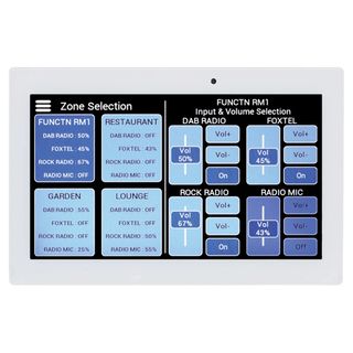 REDBACK, Master wallplate for Redback Source controllers, 7" touchscreen, WHITE, surface mount, RJ45 connection to Mixer.