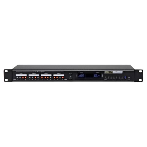 REDBACK, 4x4 Matrix Mixer, 1RU rack mount, 100V line, 4 Zone, 4 selectable sources, 4 stereo/Mic inputs, 240v.