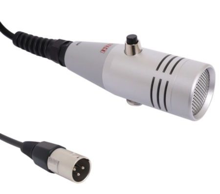REDBACK, 3-pin XLR Handheld supermarket paging mic, 2.5m curly cord, wall, mount clip.