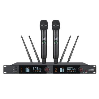 ULTRA Wireless microphone system, 2x HH5100X Hand held microphones, WX5102H01 200Ch receiver, suits H01 (576-606MHz), True diversity system, Supports up to 8 groups (16 Mics), Rack mount