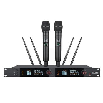 ULTRA Wireless microphone system, 2x HH5100X Hand held microphones, WX5102H01 200Ch receiver, suits H01 (576-606MHz), True diversity system, Supports up to 8 groups (16 Mics), Rack mount