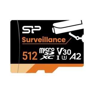 SILICON POWER, Surveillance 512GB MicroSD SDXC card, Read/Write 100/80MB/s.