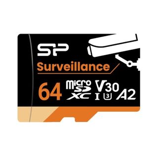 SILICON POWER, Surveillance 64GB MicroSD SDXC card, Read/Write 100/80MB/s.