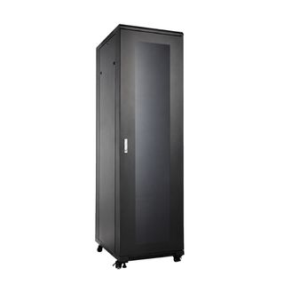 GARLAND, 45RU 19" Rack Cabinet, Floor mount, 800(W) x 2200(H) x 1000(D)mm, With glass front door, Fan tray (4x fans) with thermostat, 3x shelves, 8 way power rail, Black powder coated finish.