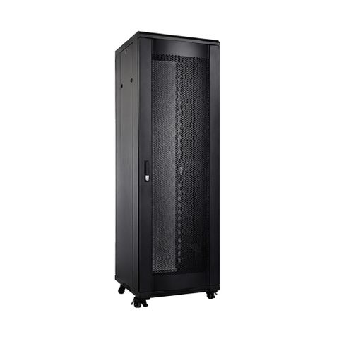 GARLAND, 45RU 19" Rack Cabinet, Floor mount, 800(W) x 2200(H) x 1000(D)mm, With mesh doors, Fan tray (4x fans) with thermostat, 3x shelves, 8 way power rail, Black powder coated finish.