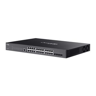 TP LINK, Omada 24 port POE gigabit managed switch, Rack or Desk mount, Steel case, 24x Gigabit POE+ ports, 4x 10G SFP+ ports, 384W total power budget.