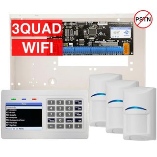 VISION, MyAlarm 16 zone alarm KIT, incl 1x MY816P PCB, 1x CP747WH WHITE HORIZONTAL alpha colour screen keypad with Wi-Fi, 1x MW350 metal cabinet & 3x ISC-BPQ2-W12 Bosch Quad PIRs.