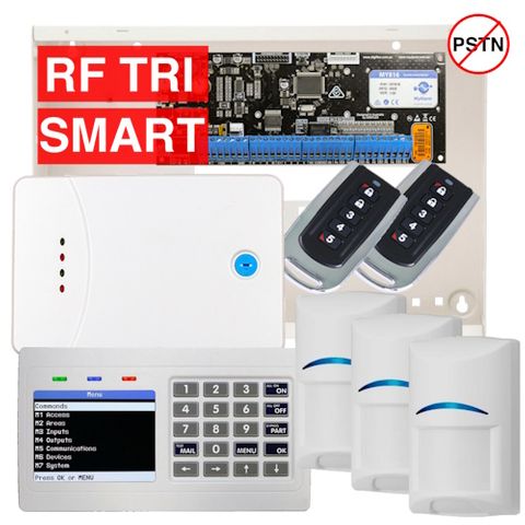 VISION, MyAlarm 16 zone alarm KIT, incl 1x MY816P PCB, 1x CP746WH WHITE HORIZONTAL alpha keypad, 1x MW350 metal cabinet, 3x RFDL-11 Bosch RF Tritechs, 1x RF120 receiver & 2x RF110 remotes