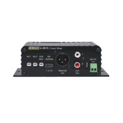 REDBACK, Mini mixer, 2 input, 1 output (all RCA or XLR), 24V DC, PSU not included.