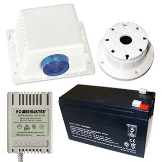 NETDIGITAL, Alarm accessory bundle, includes Box Style Cover, Siren/Horn, Strobe & Tamper switch, 12V 7AH Battery, 18V AC 1.33A plug pack, Top Hat screamer