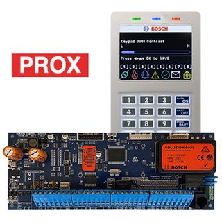 BOSCH, Solution 6000, Control panel PCB (CC610PB) + WHITE Smart Prox key pad (CP736B), Integrated proximity reader, Alphanumeric LCD, 144 zone, Touch tone & backlit keys