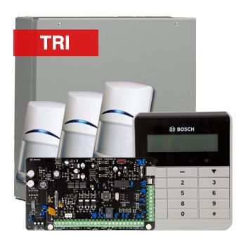 BOSCH, Solution 3000, Alarm kit, Includes ICP-SOL3-P panel, IUI-SOL-TEXT Alphanumeric LCD keypad, 3x ISC-BDL2-WP12G Tritech detectors