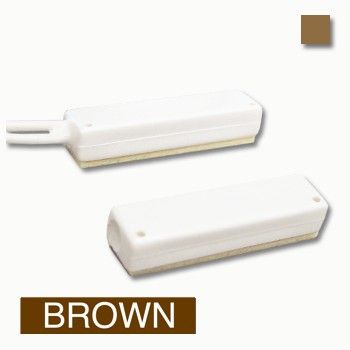 TAG, Reed switch (magnetic contact), Mini self adhesive, Surface mount, Brown, N/C, 1 1/16" (26.99mm) length, 3/16" (4.76mm) width, 1/4" (6.35mm) height, 0.6" (15.24mm) gap, 12" (304.8mm) leads,