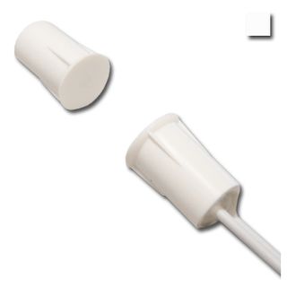 TAG, Reed switch (magnetic contact), Mini snub nose, Flush (recessed) mount, White, N/C, 3/8" (9.53mm) diameter x  9/16" (14.29mm) length, 1/2" (12.7mm) gap, 12" (304.8mm) leads