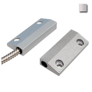 TAG, Reed switch (magnetic contact), Sliding aluminium doors, surface mount, 30mm Gap, 2 wire, Silver, 100VDC 0.5A contact, 15" (380mm) armoured leads