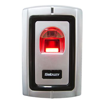 SEBURY, Fingerprint reader, Up to 1000 fingerprints, Standalone or 26 Bit Wiegand output, Metal, Vandal/corrosion resistant, Anti tamper, Red LED, 12V DC