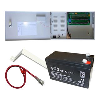 PSS, Power supply, 13.5V DC 8A, Wall mount, Short circuit protection, 16 x 3A fused outputs (8A max total), Circuit status LEDs, Voltage display, 12V DC battery, bracket & lead, Suits CCTV apps
