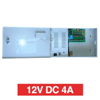 PSS, Power supply, 12V DC 4A, Wall mount, Short circuit protection, 9 x 2A fused outputs (4A max total), Circuit status LEDs, Voltage display, 362(W) x 235(H) x 92(D)mm, Suits CCTV apps