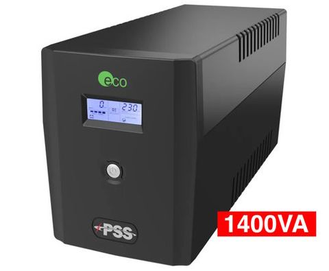 PSS, Eco Series, 1400 VA True line interactive UPS, Power filtering (lightning and surge protection), Short circuit/overload protection, Power management software, 149.3(W) x 162(H) x 338(D)mm