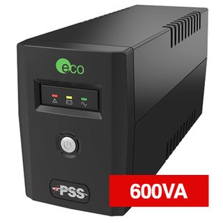 PSS, Eco Series, 600 VA True line interactive UPS, Power filtering (lightning and surge protection), Short circuit/overload protection, Power management software, 101(W) x 142(H) x 298(D)mm