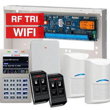 BOSCH, Solution 6000, Wireless alarm kit, Inc CC610PB panel, CP737B Wifi Prox LCD keypad, 2x RFDL-11 wireless Tritech detectors, RFRC-STR2 Radion receiver, 2x RFKF-FB transmitters