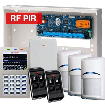 BOSCH, Solution 6000, Wireless alarm kit, Inc CC610PB panel, CP736B Smart Prox LCD keypad, 3x RFPR-12 wireless PIR detectors, RFRC-STR2 Radion receiver, 2x RFKF-FB transmitters