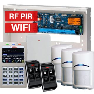 BOSCH, Solution 6000, Wireless alarm kit, Inc CC610PB panel, CP737B Wifi Prox LCD keypad, 3x RFPR-12 wireless PIR detectors, RFRC-STR2 Radion receiver, 2x RFKF-FB transmitters