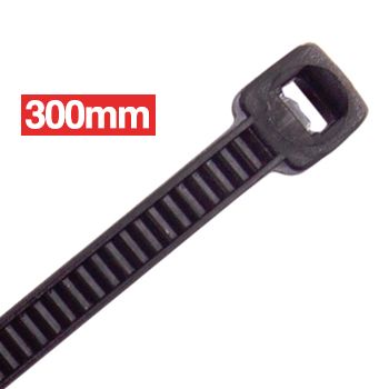 CABAC, Cable ties, 300mm x 4.8mm, BLACK, Packet of 100
