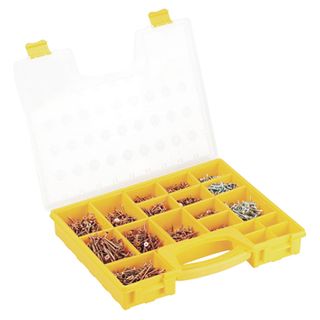 CABAC, Screw kit, 1400 piece in divided case, Includes 14 assorted self drilling screws (100x of each), Heavy duty polycarbonate carry case with 19 individually removable compartments, Lockable lid