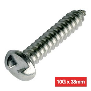 PROLOK, Security screw, Clutch head, Round head, Self tapper, 10 gauge (4.8mm) x 38mm, 1 way, AB type thread, 304 stainless steel, Pack of 25