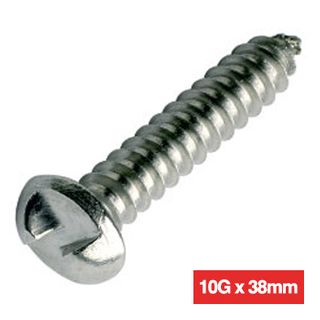 PROLOK, Security screw, Clutch head, Round head, Self tapper, 10 gauge (4.8mm) x 38mm, 1 way, AB type thread, 304 stainless steel, Pack of 25