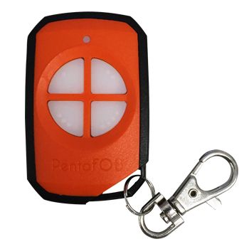 ELSEMA, PentaFOB Transmitter, 4 Channel, Hand held pendant/keyring, 433 MHz FM signal, Includes 3.3V battery, Orange