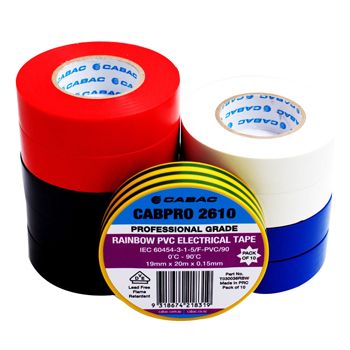 NETDIGITAL, PVC insulation tape, 18mm width, 20m roll, Rainbow pack x 10,