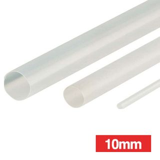 NETDIGITAL, Heat shrink tubing, Clear, 10.0mm, 1.2m length, 2:1 shrink ratio,