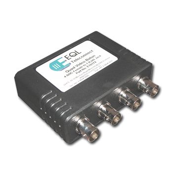 EQL, Teleconnect, Balun, 4x Video, Wall mountable slim line case, BNC female to RJ45 jack, (Passive),