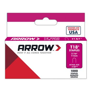 ARROW, Staples, T18, 7/16" (11mm), Pkt 1000,
