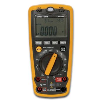 DIGITECH,  Multimeter, digital, autoranging, Full range protection, DC V, AC V, DC A, Ohms, Continiity with buzzer, Diode test, Temp, Lux indicator,