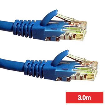 POWERMASTER, Patch lead, Cat5E with RJ45 connectors, 3.0m cable length, Blue,