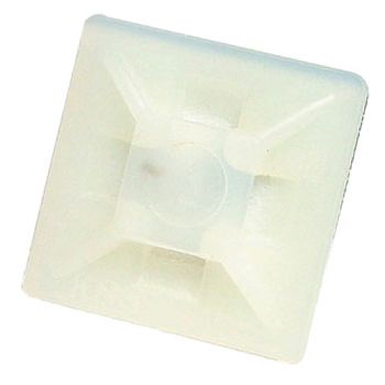 NETDIGITAL, Cable tie base, Self adhesive, 28mm x 28mm x 3.5mm base, White polymer plastic, Packet of 100,