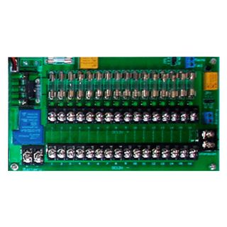 PSS, Fused Power distribution board, 12V DC input and 16x M205 1 Amp fused outputs, screw terminals,