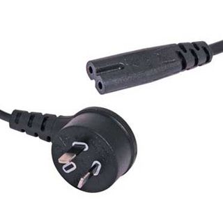 IEC Appliance lead, Fitted with IEC C7 connector and Male Aust 2-pin mains plug, 2 metre length,