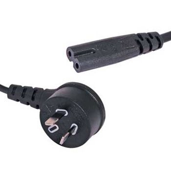 IEC Appliance lead, Fitted with IEC C7 connector and Male Aust 2-pin mains plug, 2 metre length,