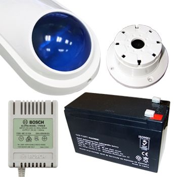 BOSCH, Siren kit, Combination 12V DC Siren and Strobe, 12V 7AH Battery, 18V AC 1.33A plug pack, Top Hat screamer,